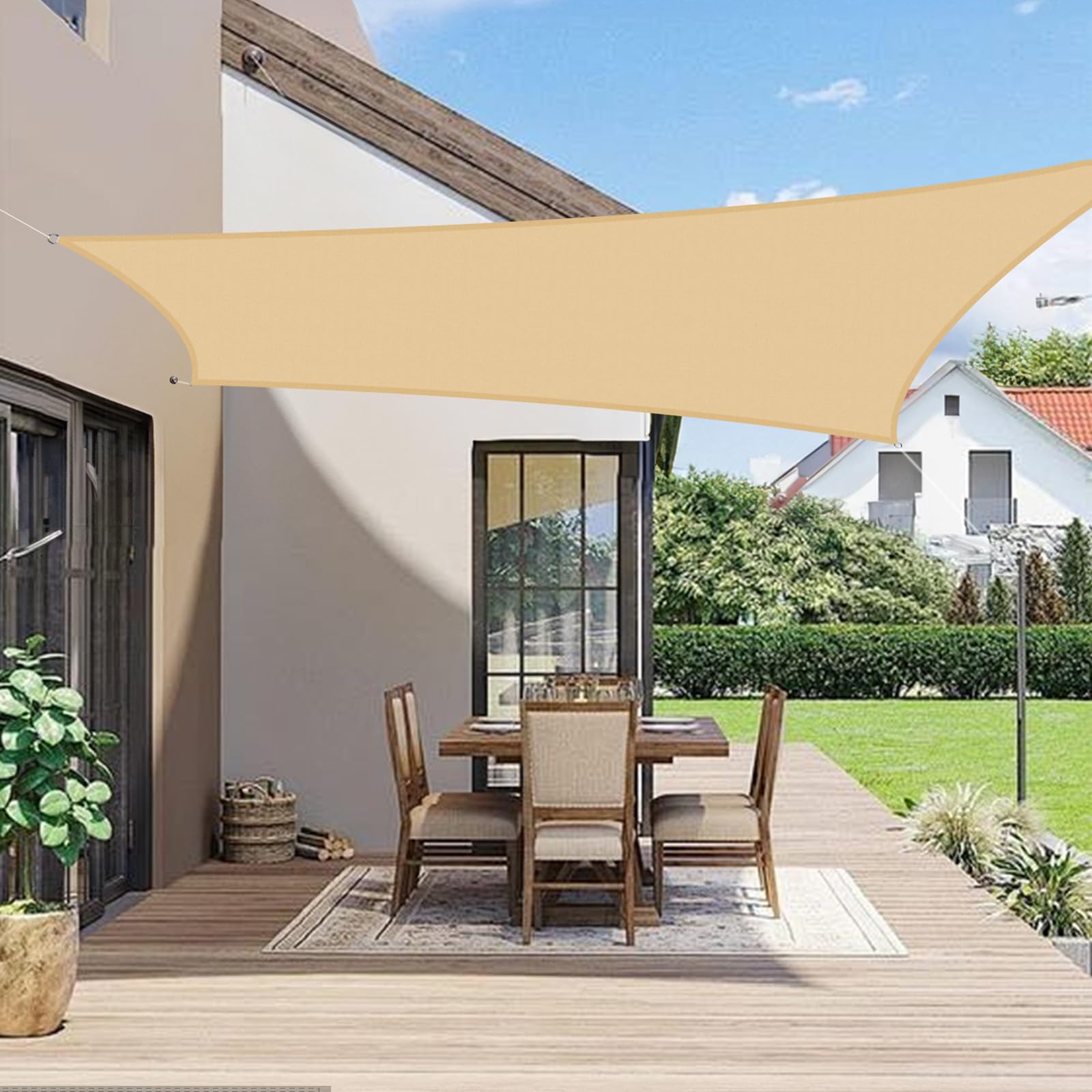 LOVE STORY Sun Shade Sail Waterproof Rectangle 2x2m Canopy Outdoor UV Block Sunshade Sail for Patio Garden Backyard，Sand