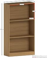 Vida Designs Cambridge 3 Tier Medium Bookcase Oak Wood Shelving Display Unit view 3