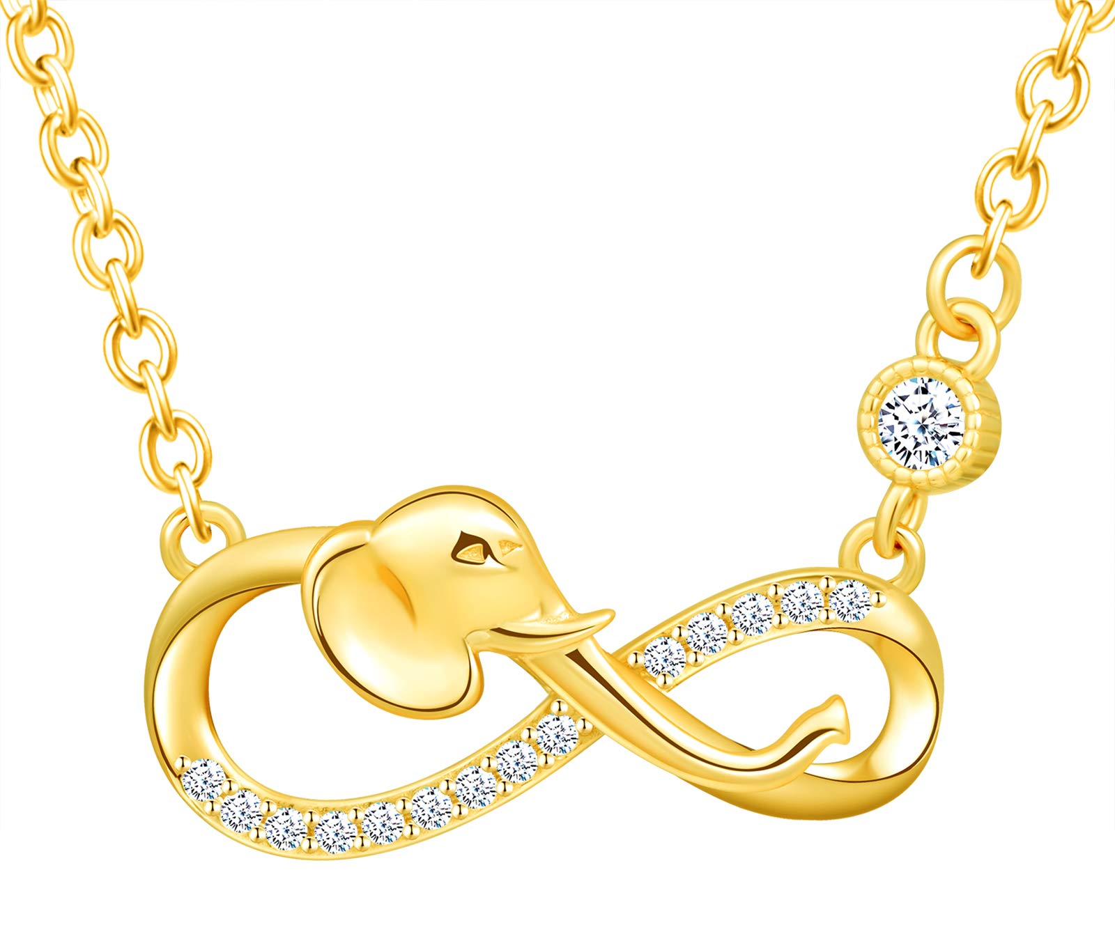 INFINIONLY Women's Necklace pendant 925 sterling silver Jewellery Sets Cute elephant and infinity symbol Inlaid zircon
