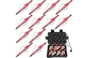ARCHEREST 12 Pack Archery Hunting Broadheads, 100 Grains Screw-in Arrow Archery 3 Blades Hunting Heads Arrow Tips Compatible with Crossbow and Compound Bow with Broadhead Storage Case