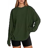 Tankaneo Womens Long Sleeve Oversized T Shirts Basic Crewneck Workout Tee Tops 2026 Fall Loose Fit Casual Y2K Clothes