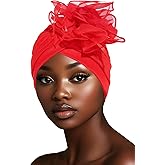Wosois Headwrap Hair Turbans African Turban Flower Pearl Crystal Twisted Head Turban for Women Fashion
