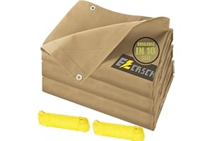 Ezcasch 6’x8’ Canvas Tarps Heavy Duty Waterproof Tarpaulins with Aluminum Grommets,UV Resistant, 22Mil Multipurpose Drop Clot