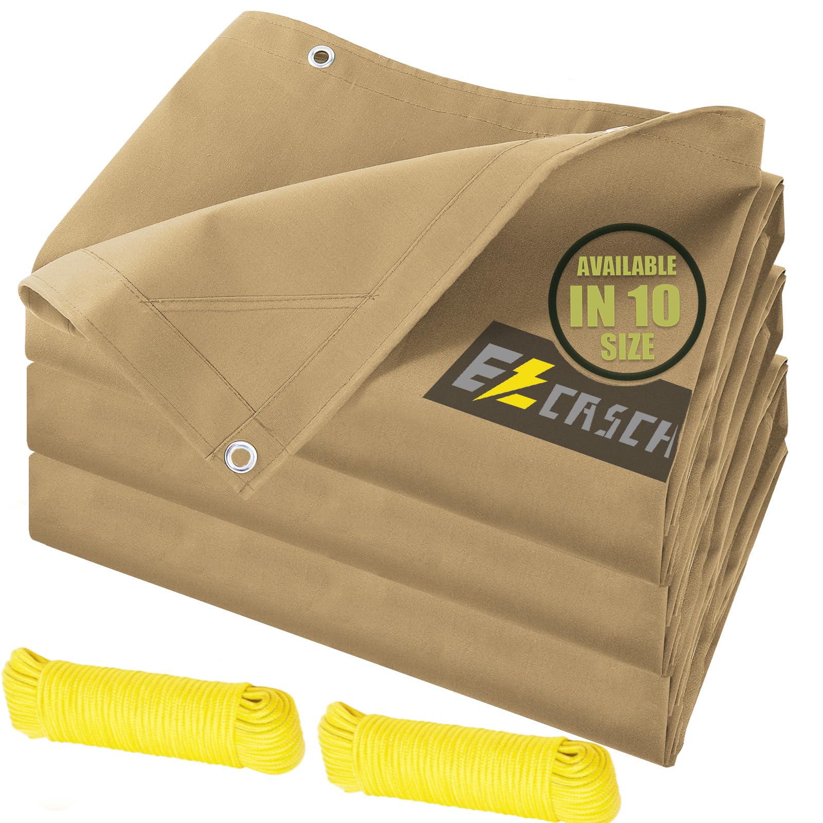 Photo 1 of Ezcasch 10’x20’ Canvas Tarps Heavy Duty Waterproof Tarpaulins with Aluminum Grommets,UV Resistant, 22Mil Multipurpose Drop Cloth, 14oz Cover Sheet for Outdoor and Indoor Use with Ropes Yellow
