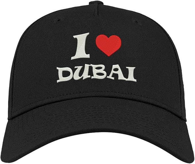 I Love Dubai City Travel United Arab Emirates Embroidered Curved Visor