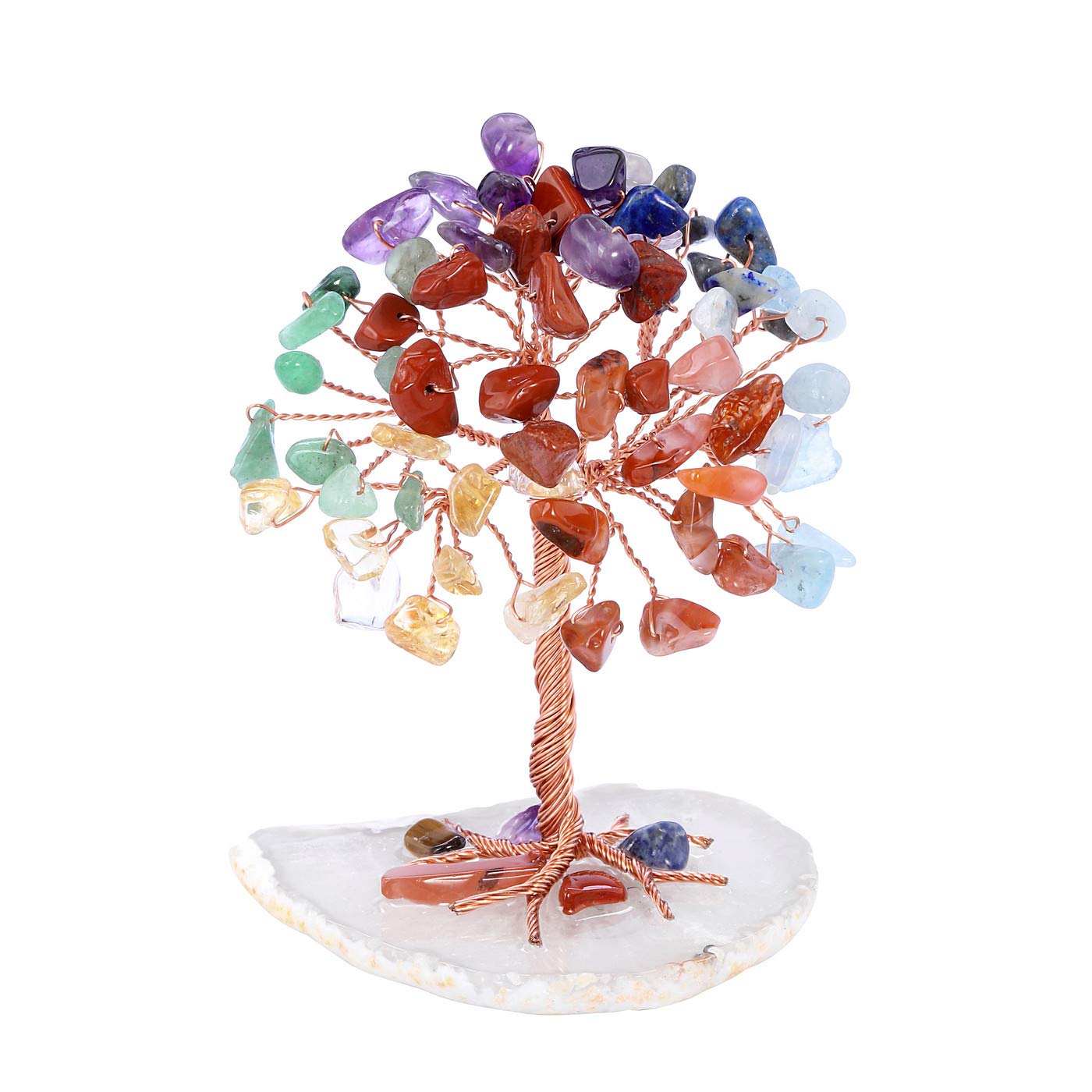 JSDDE Mini Crystal Healing Tumble Stone Life Feng Shui Gemstones Agate Money Tree Figurines Ornament (7 Chakra Crystals)