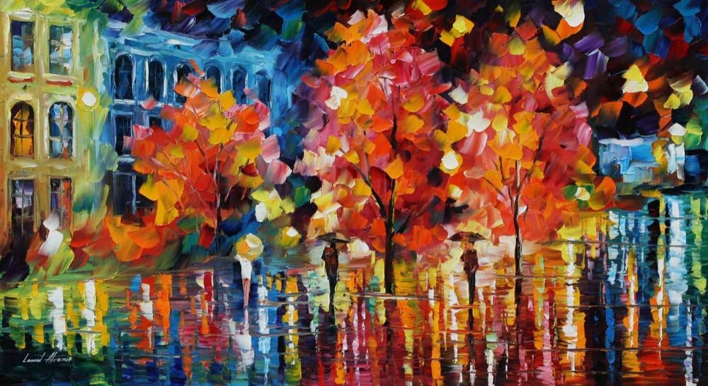 Leonid Afremov Original Image From Painting Colors Of Joy Print On Artistic Cotton Canvas, Size: 20"X36"