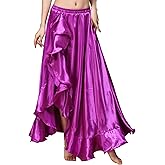 MUNAFIE Belly Dance Skirt Satin Split Side Long Skirts for Women