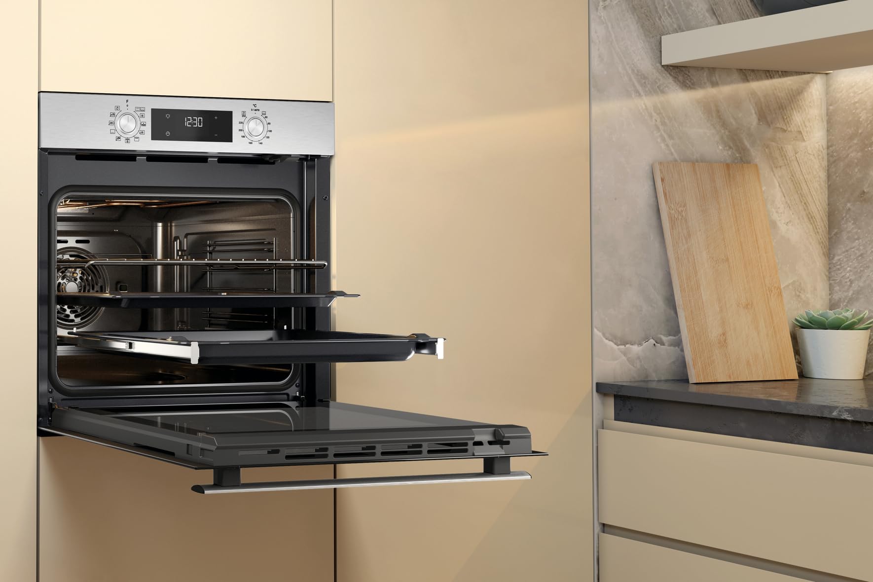 Bauknecht BBA285HU1I Einbau-Backofen, 60 cm, 71 l Garraum, Heißluftbackofen mit 12 Funktionen, PowerHeißluft, Maxi Cooking, Pizzafunktion, versenkbare Knebel, 1-fach Teilauszug, Schwarz 6