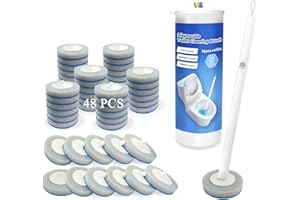 BECORRECT Disposable Toilet Brush and Holder Set with 48 Count Cleaner Refills Pads Replacement Heads,1 Wand Handle, 1 Storage Caddy,Essential for Toilet Bowl Cleaners,Bathroom Cleaning, Bathtub