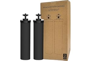 Nispira Premium Water Filter Black Element Cartridge Compatible with Berkey Countertop Water Purification System. Compared to Part BB9. 2 Filters