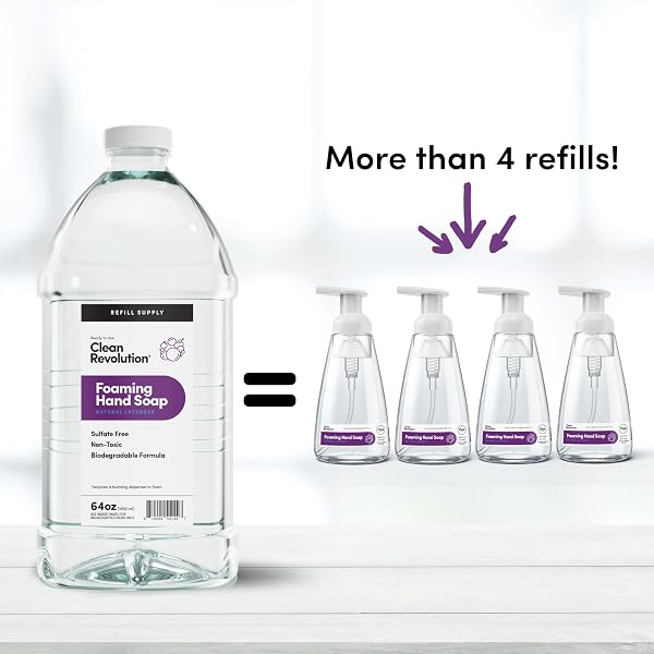 CLEAN REVOLUTION FOAMING HAND SOAP REFILL SUPPLY CONTAINER, READY TO USE FORMULA, NATURAL LAVENDER FRAGRANCE, 64 FL OZ (PACK OF 1)