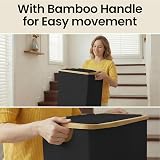 efluky Slim Laundry Basket with Lid 63L Tall Narrow Foldable Black view 3