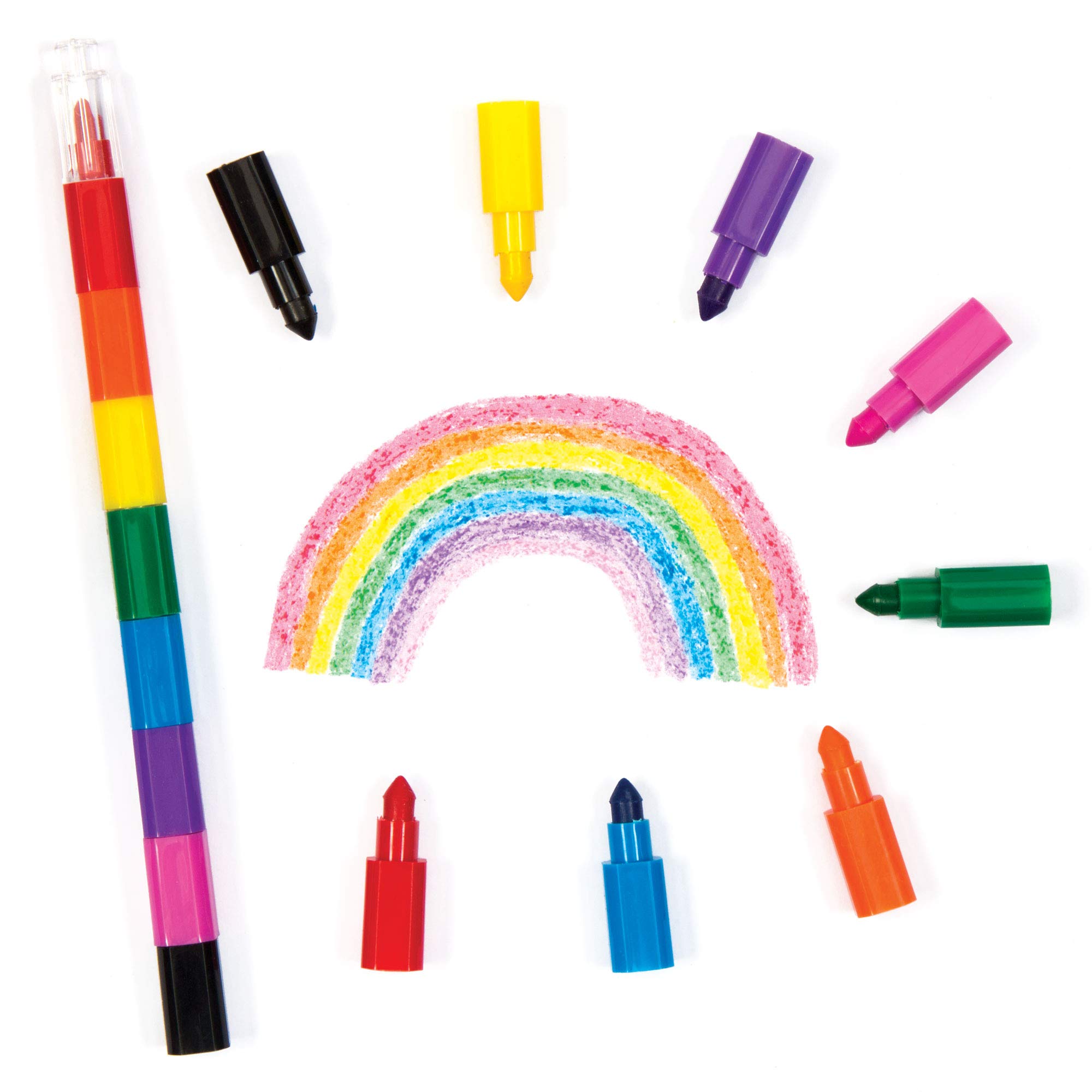 Baker Ross AV214 Rainbow Swap Point Crayon For Kids (Pack of 4) Coloured Pencils for Kids to Pop a Point