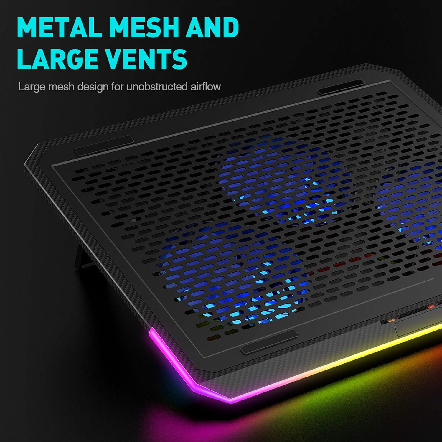 havit RGB Laptop Cooling Pad for 15.6-17 Inch Laptop with 3 Quiet Fans and Touch Control, Pure Metal Panel Portable Cooler (Black+Blue): Computers & Accessories