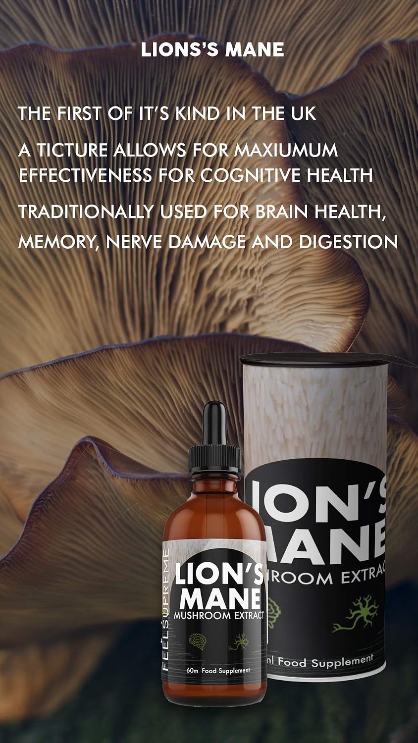 Feel Supreme, Lions Mane Supplement High Strength Mushroom Extract, Liquid Drops, 10:1, Whole Fruiting Body - Image 4