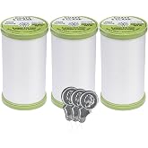 Coats &amp; Clark Hand Quilting Sewing Thread Cotton Covered Polyester 325 Yards S960 3 Pack Bundle with 3 Bella's Crafts Needle Threaders (White)