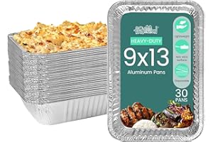 FUNSTITUTION Aluminum Foil Pans 9x13 (30 Pack) - Disposable Aluminum Baking Pans With High Heat Conductivity For Grilling, Cooking, Storing, Prepping, Disposable Aluminum Pans and Tin Foil Pan