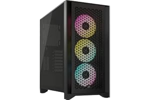 Corsair iCUE 4000D RGB Mid-Tower Case - 3X AF120 RGB Elite Fans - Lighting Node PRO Controller - High-Airflow Design - RapidRoute Cable Management System - Black