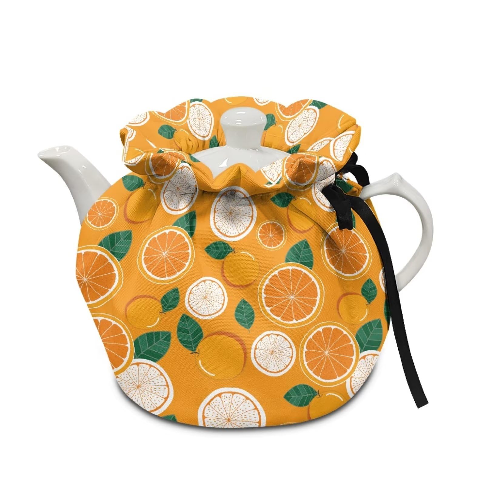 Poceacles Orange Leaf Print Tea Cosy for Small Tea Pot Watercolor Breakfast Pot Cover Kitchen Home Decorative Insulation Tea Pots Cozy for Housewife, Friend, Mom