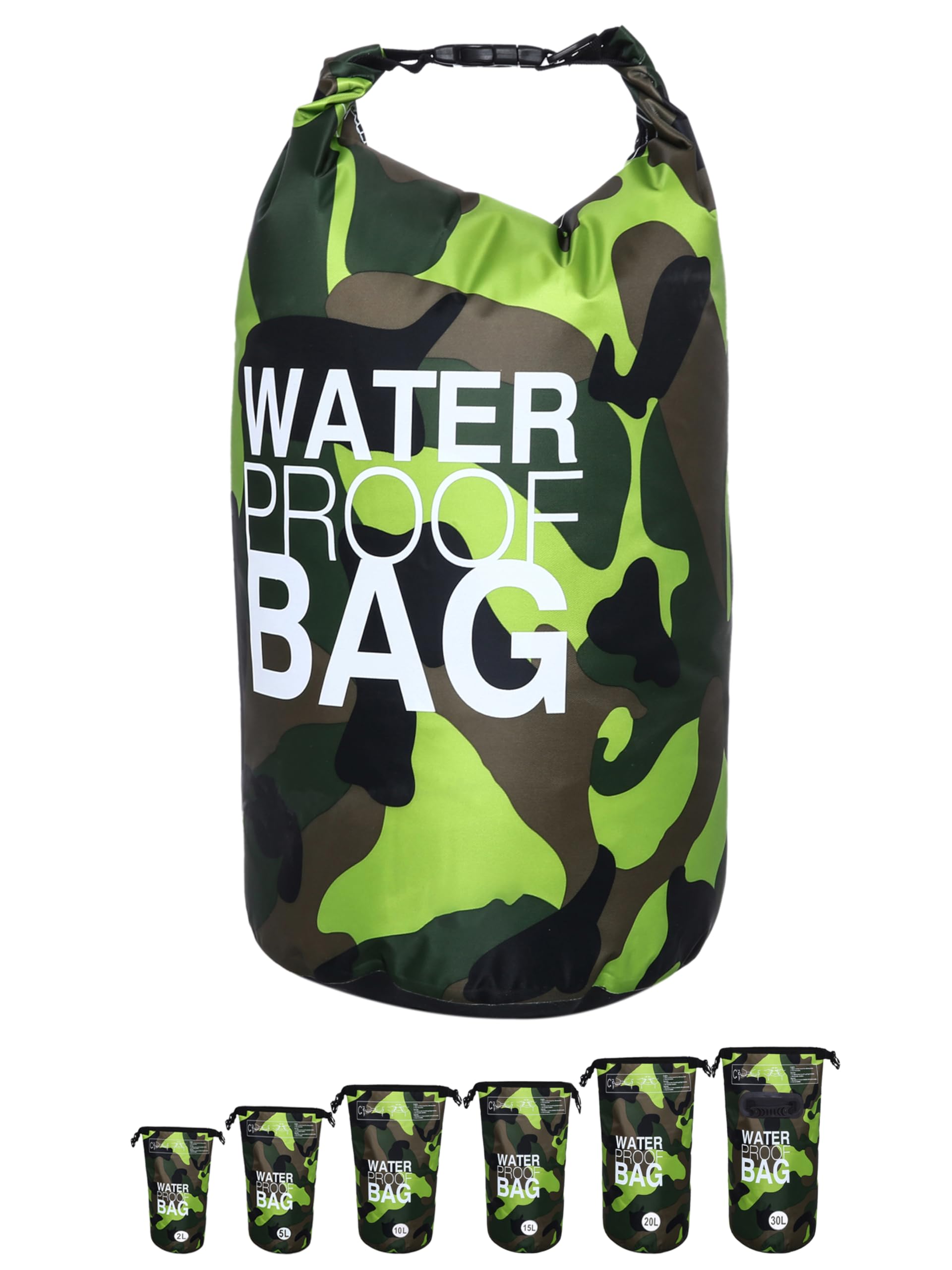 DonDon Waterproof Bag Drybag Storage Bag for Your valuables with Adjustable Shoulder Strap Camouflage 2 litres — image 1