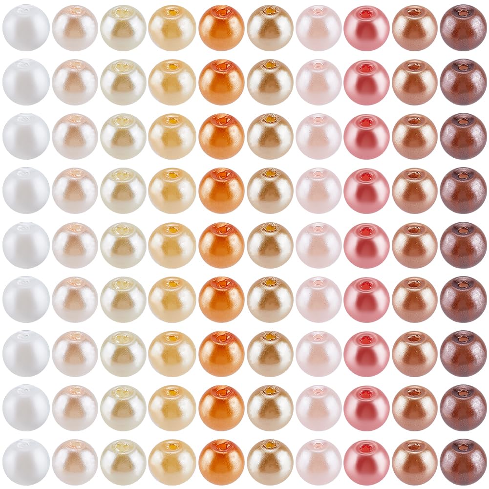 SOFPLATE 1 Box 1000Pcs 10 Colors Glass Pearl Bead 4mm Round Pearl Beads Bulk Assorted Round Faux Pearlized Glitter Shiny Filler Smooth Spacer Small Bead for Bracelets jewellery Making Necklace DIY Cra