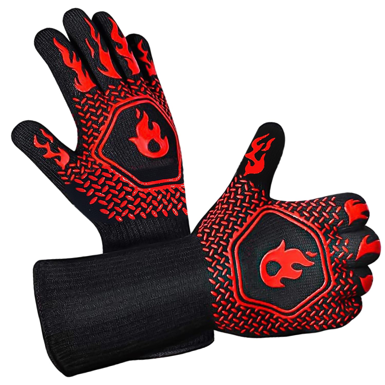 1 Pair of Red High Temperature Resistant Barbecue Gloves, Unisex Silicone Oven Gloves, Suitable for Dessert Baking, Dish Cooking, Essential Barbecue Accessories