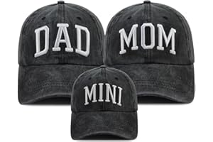 shellspace 3 ps Funny Dad Mom Mini Matching Family Hat, New Mom Gifts Embroidered Hats for Men Women Adjustable Baseball Cap 