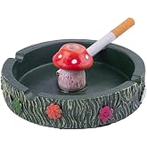 Kraledge Cute Ash tray Cool Ashtrays for Cigarettes, Fantastical Mushroom Ashtray Resin Ashtray Decor for Home Office, Ornament Gifts (Green Mushroom)