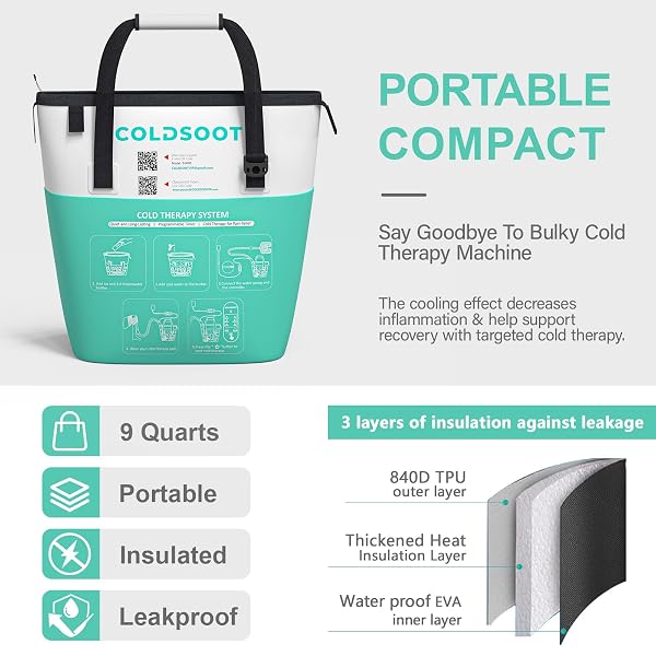 COLDSOOT COLD THERAPY MACHINE FOR SHOULDER WITH PROGRAMMABLE TIMER, PORTABLE ICE MACHINE FOR SHOULDER AFTER SURGERY, LIGHTWEIGHT REPLACEMENT RECOVERY SYSTEM, CRYOTHERAPY PAIN RELIEF W/COMPRESSION PAD