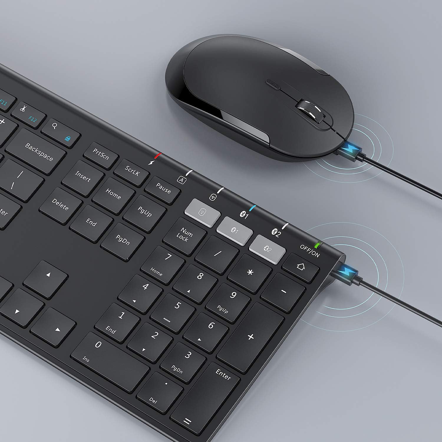 Multi-Device Bluetooth Keyboard and Mouse, Jelly Comb Rechargeable Dual-Mode(Bluetooth 4.0 + USB) Wireless Keyboard and Mouse Combo, for Windows 8 or 10+/ Android 5.0+/ Mac OS 10.10+/ iOS 10.13.4 +: Computers & Accessories
