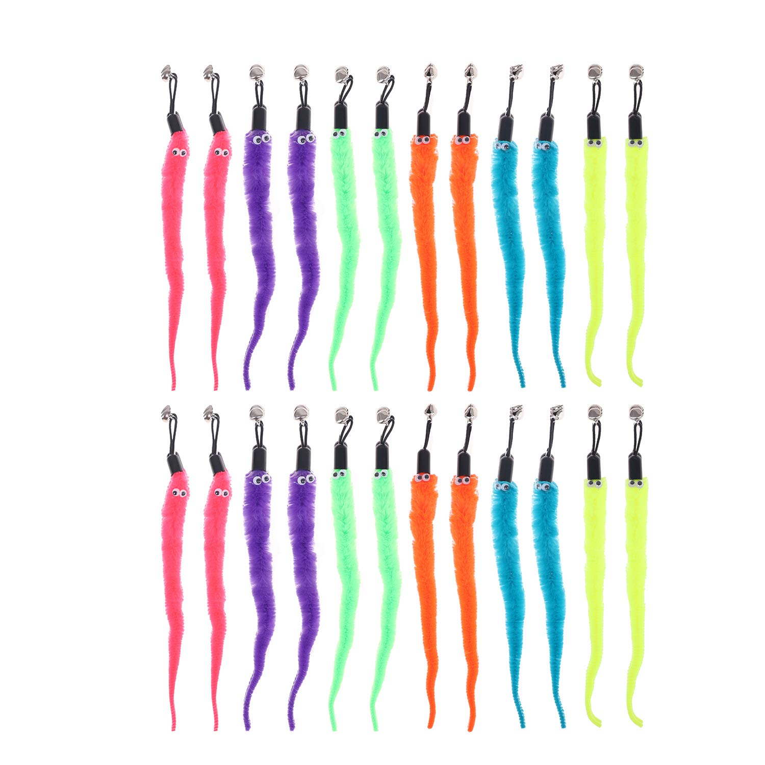 24 Pieces Worms Toys Replacement, Cat Toy Interactive Cat Wand Replacement for Cat and Kitten