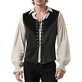 Tyuduo Men's Medieval Renaissance Pirate Vest Gothic Steampunk Waistcoat for Men