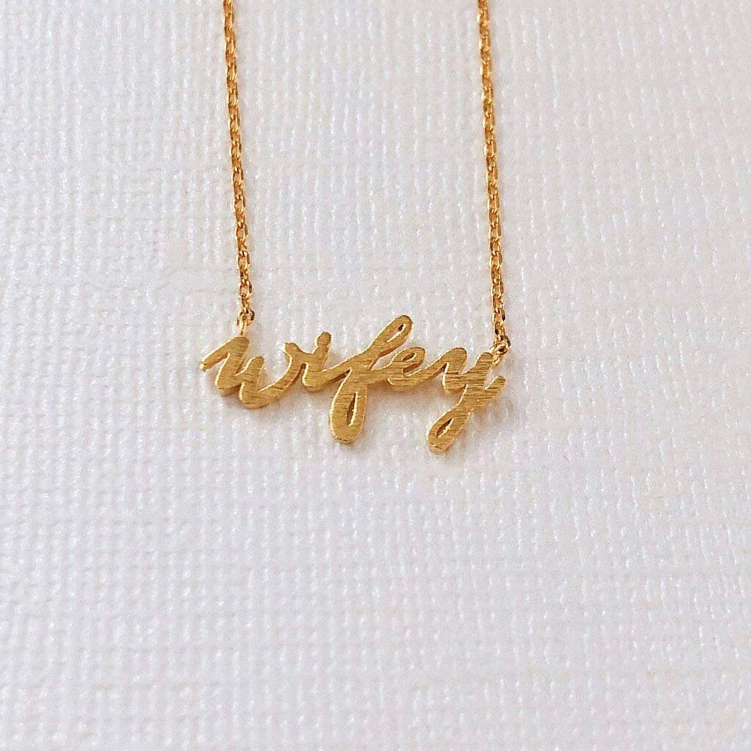 Amazon.com: Gold Wifey Dainty Necklace, Minimalist Necklace: Handmade