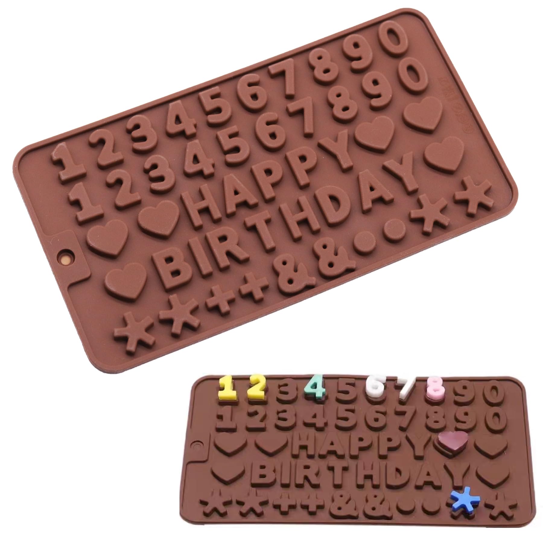 inkihuit Silicone Mould, Alphabet & Number Chocolate Cake Mould, Brown, Rectangular with Cavities, Baking Accessories