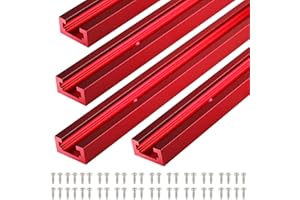 Seekliny 4pcs T-Track Woodworking 48 inch Red with Screws for Universal T-Track Intersection Kit Accessories