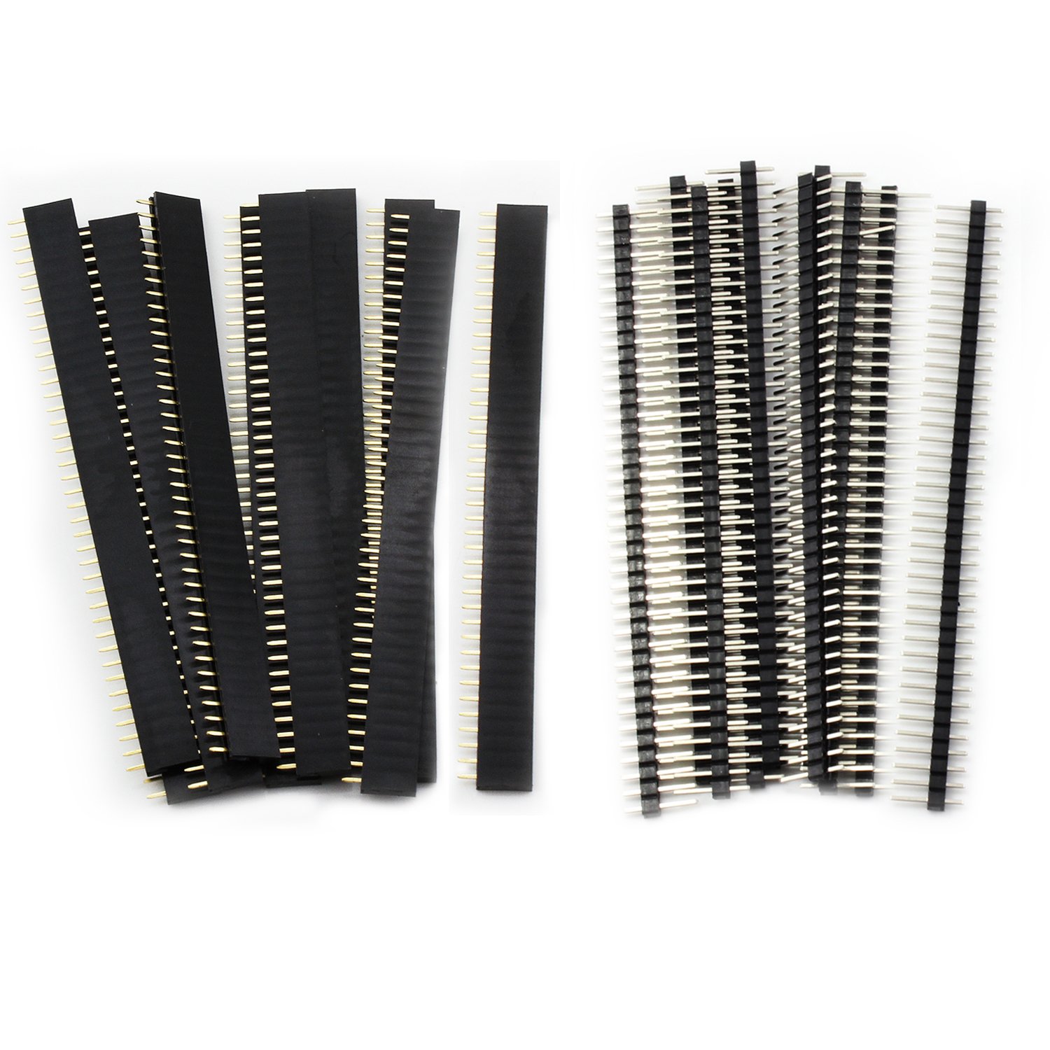 Aussel 20 Pieces 2.54mm Breakaway PCB Board 40Pin Male and Female Header Connector for Arduino Shield (PIN-2 20PCS)