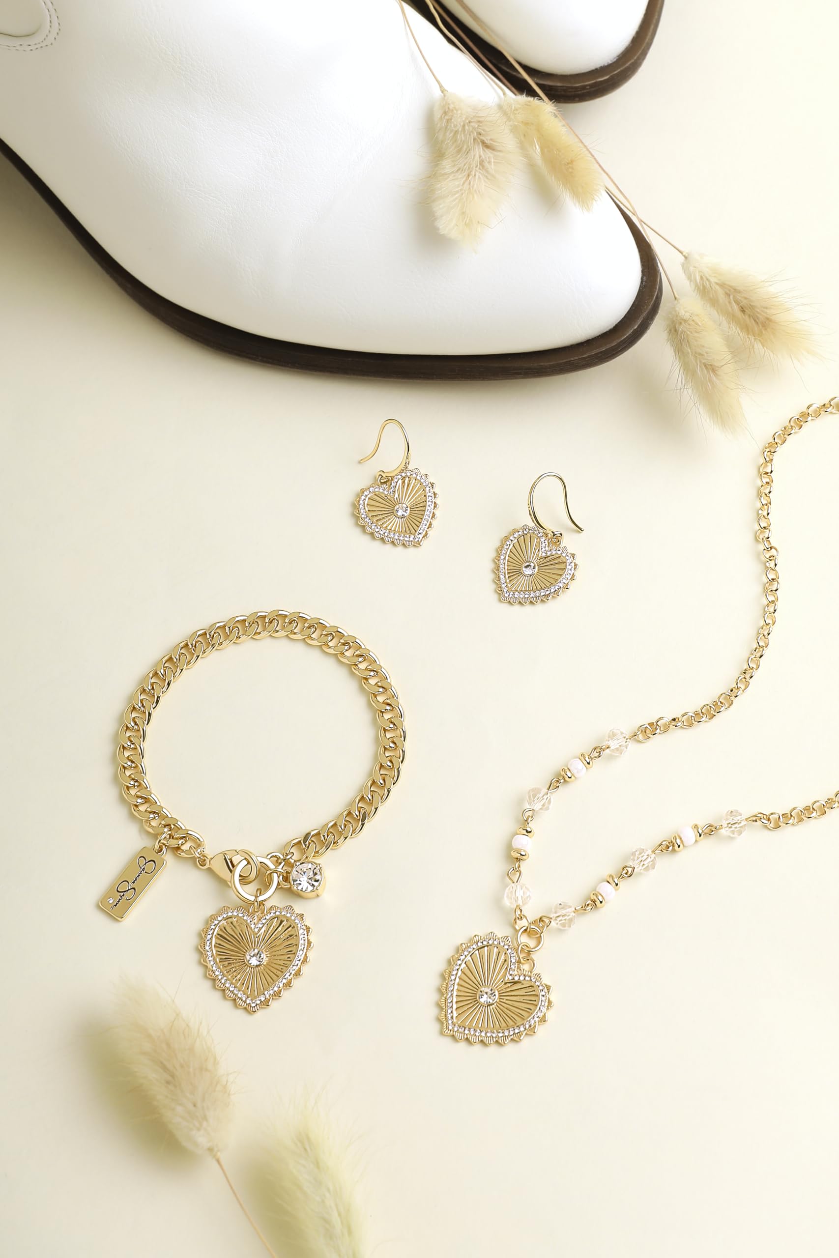 Jessica Simpson Womens Heart Charm Bracelet - 7.5