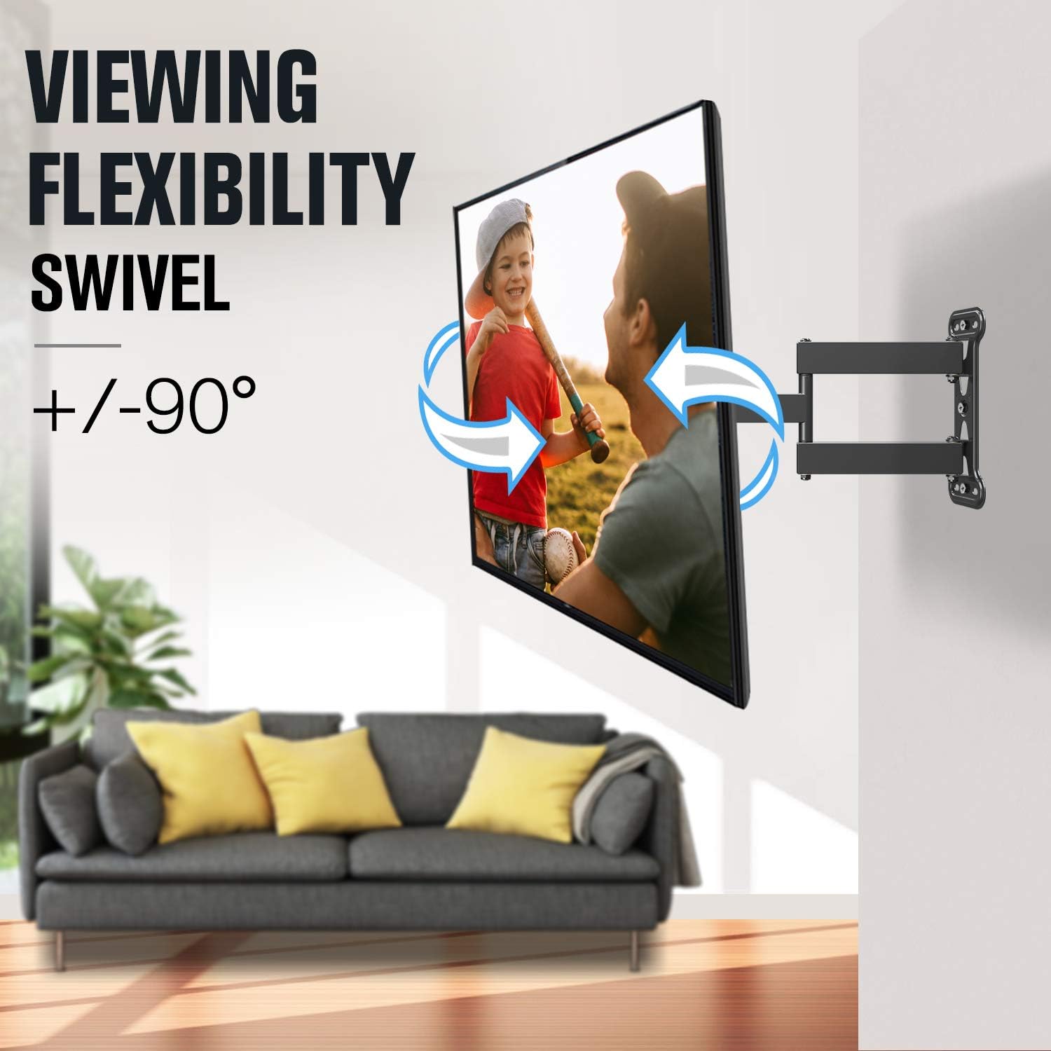 Mounting Dream UL Listed TV Mount TV Wall Mount Swivel and Tilt for 26-55 Inch TV, Perfect Center Design, Full Motion TV Wall Mount Bracket with Articulating Arm up to VESA 400x400mm, 60 lbs, MD2377: Electronics