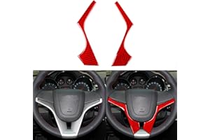 PJFUS Real Premium Carbon Fiber Car Steering Wheel Side Panel Decorative Strip Trim Sticker Compatible with Chevrolet Sonic 2