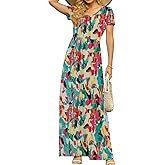 DB MOON Womens 2026 Summer Maxi Dresses Casual Short Sleeve Empire Waist Spring Long Dress with Pockets