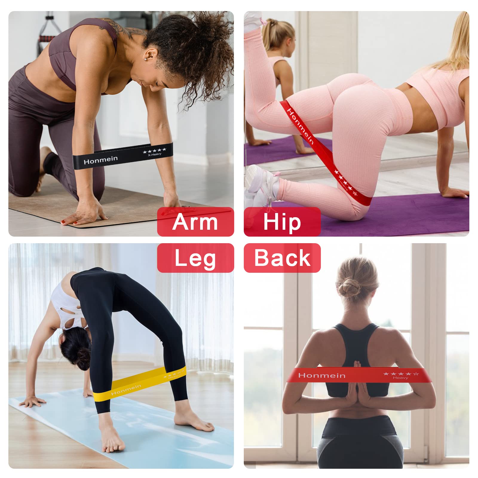 Resistance Bands for Working Out, Exercise Bands with 5 Resistance Levels Fit for Home Fitness, Strength Training, Natural Latex Resistance Band Include Instruction Guide and Carry Bag