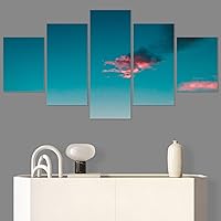 SIGNWIN 5 Panel Canvas Wall Art Coastal Multicolor Photography Relax/Calm Romantics Sunset for Home Decorations Ready to Hang - 60