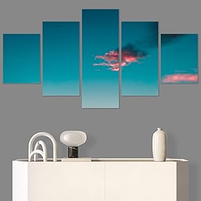 SIGNWIN 5 Panel Canvas Wall Art Coastal Multicolor...