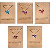 Kprusoian 9Pcs Bohemian Butterfly Pendant Necklace Set,Dainty Adjustable Acrylic Colorful Insect Chain Necklace Minimalist Choker Necklace for Women Lover Jewelry