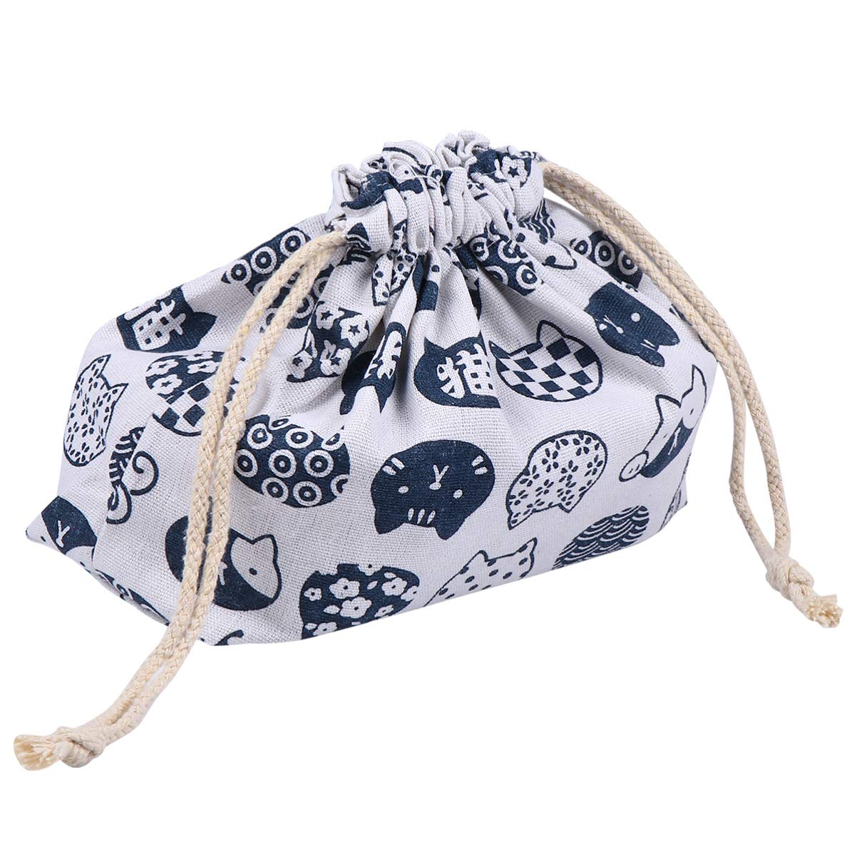 NUOBESTY 1Pc Japanese Drawstring Lunch Box Bag Womens Tote Bags for Travel Lunch Bag Kids Lunch Storage Tote Bags Trendy Purses Lunch Supply Cool Bag White Cotton Linen aldult Child