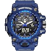 FAMVNTN Mens Watches Sports Outdoor Waterproof Military Wrist Watch Date Multi Function Tactics Analog Digital LED Alarm Stopwatch