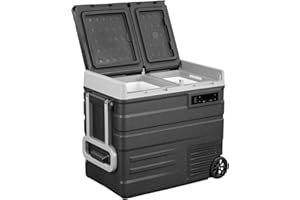 Alpicool UD65 Portable Wheeled Car Freezer with Dual Compartments,12 Volt Car Refrigerator, 60 Quart Fast Cooling Fridge, with 12/24V DC and 100-240V AC for Outdoor, Camping, RV, Truck