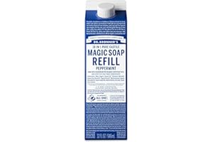 Dr. Bronner's Pure-Castile Liquid Magic Soap Refill - Made with Regenerative Organic Certified Oils, 86% Less Plastic - 18-in-1 Uses for Face, Body Wash, Hand Soap Refill & More - Peppermint, 32oz