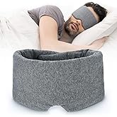 FRESHME Cotton Sleep Eye Mask for Women Men - 100% Blocking Light Travel Blindfold, Soft Zero Pressure Grey Eyes Cover with A